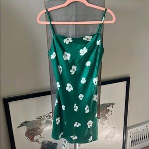 Elegant Green Floral Slip Dress